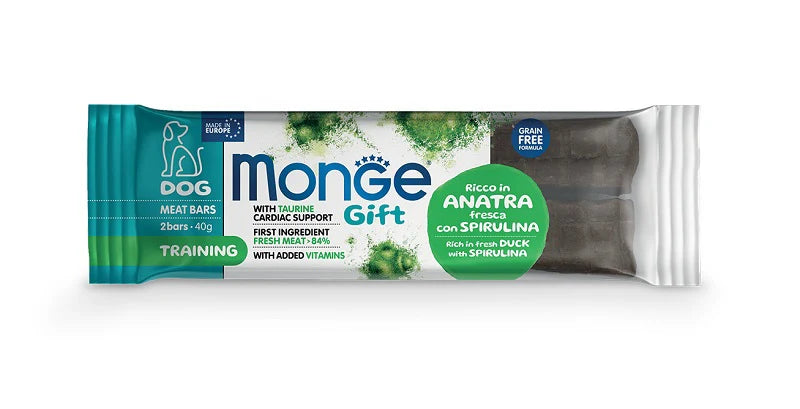 MONGE CANE Gift Meat Bars Training Anatra e Spirulina 40g MONGE CANE Gift Meat Bars Training Anatra e Spirulina 40g